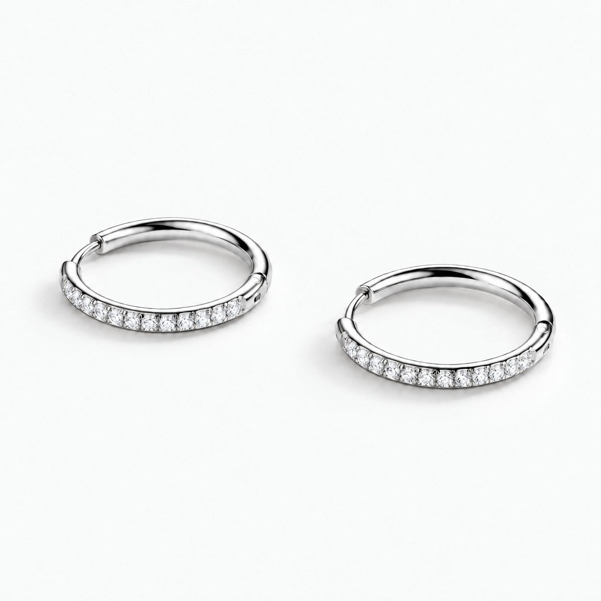 Silver Pavé Hoops