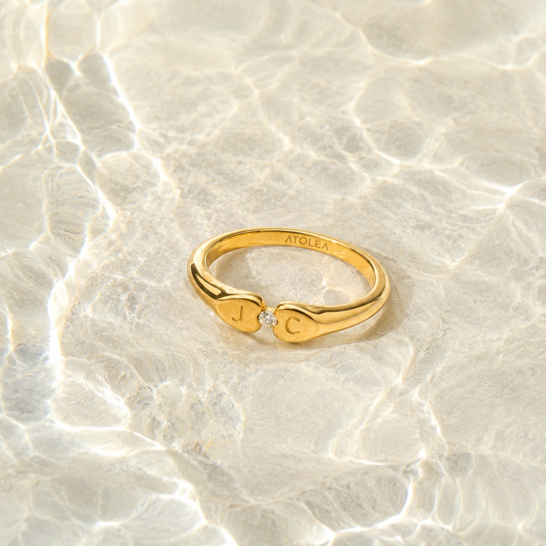 Two Letter Crystal Ring
