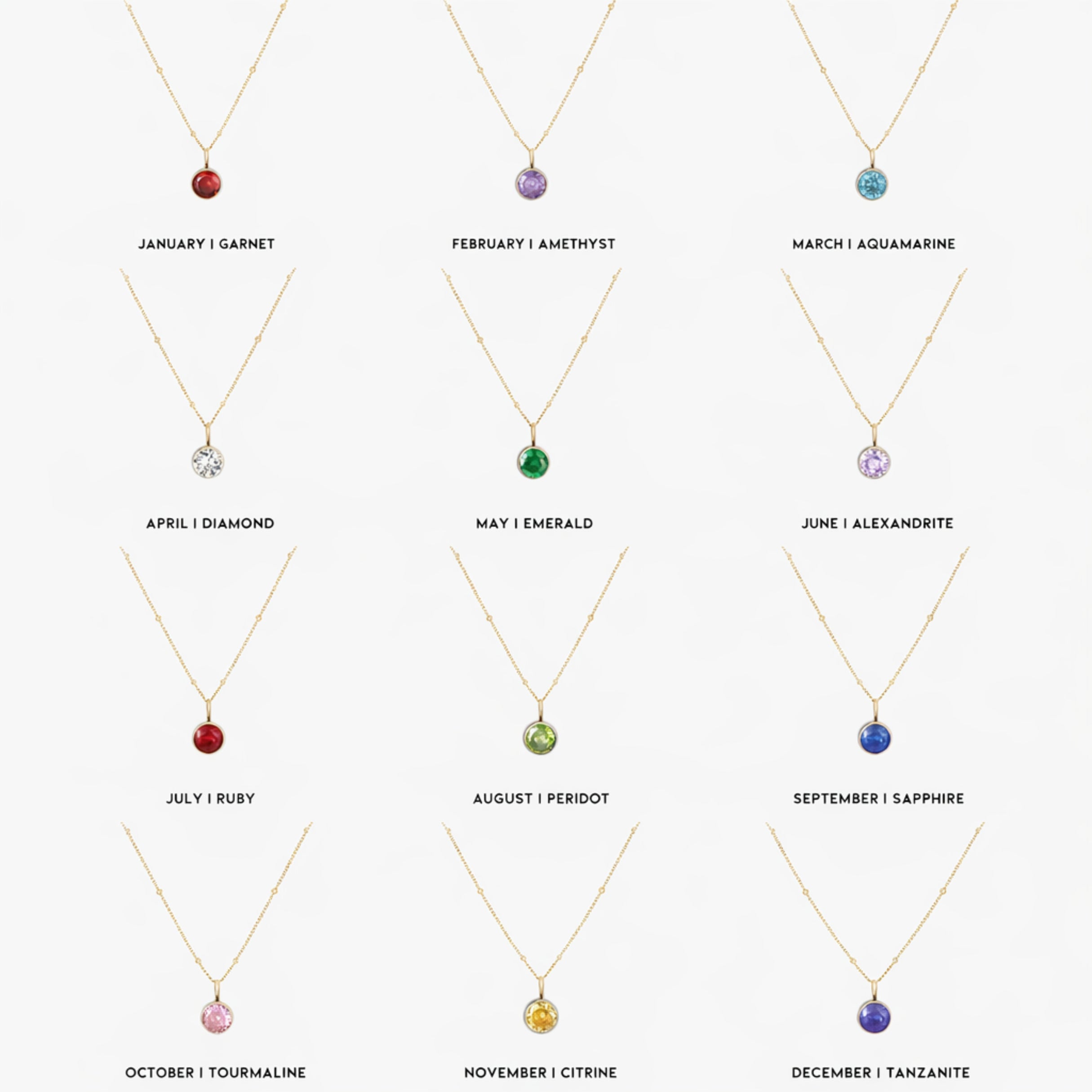 14K Birthstone Necklace