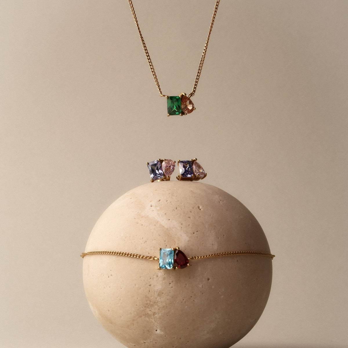 Dual Stone Earrings