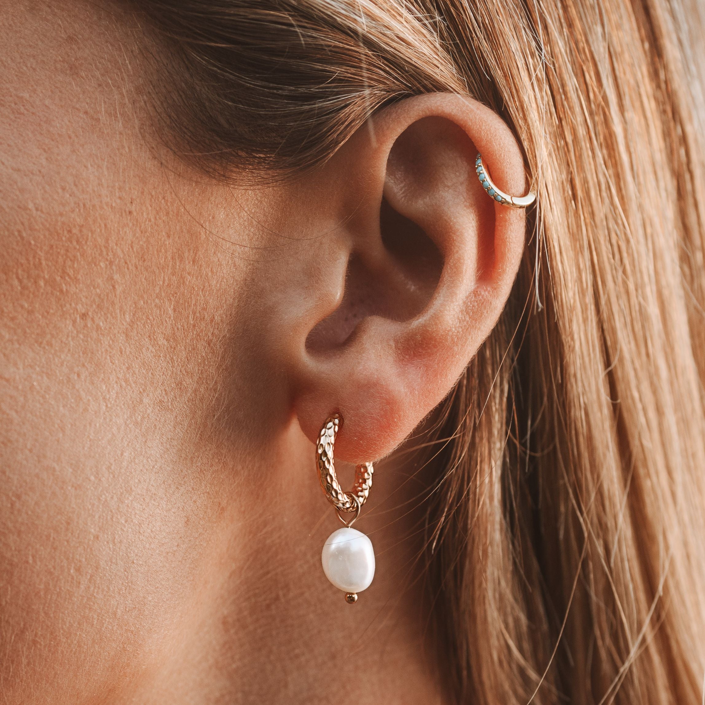 Real pearl hoops