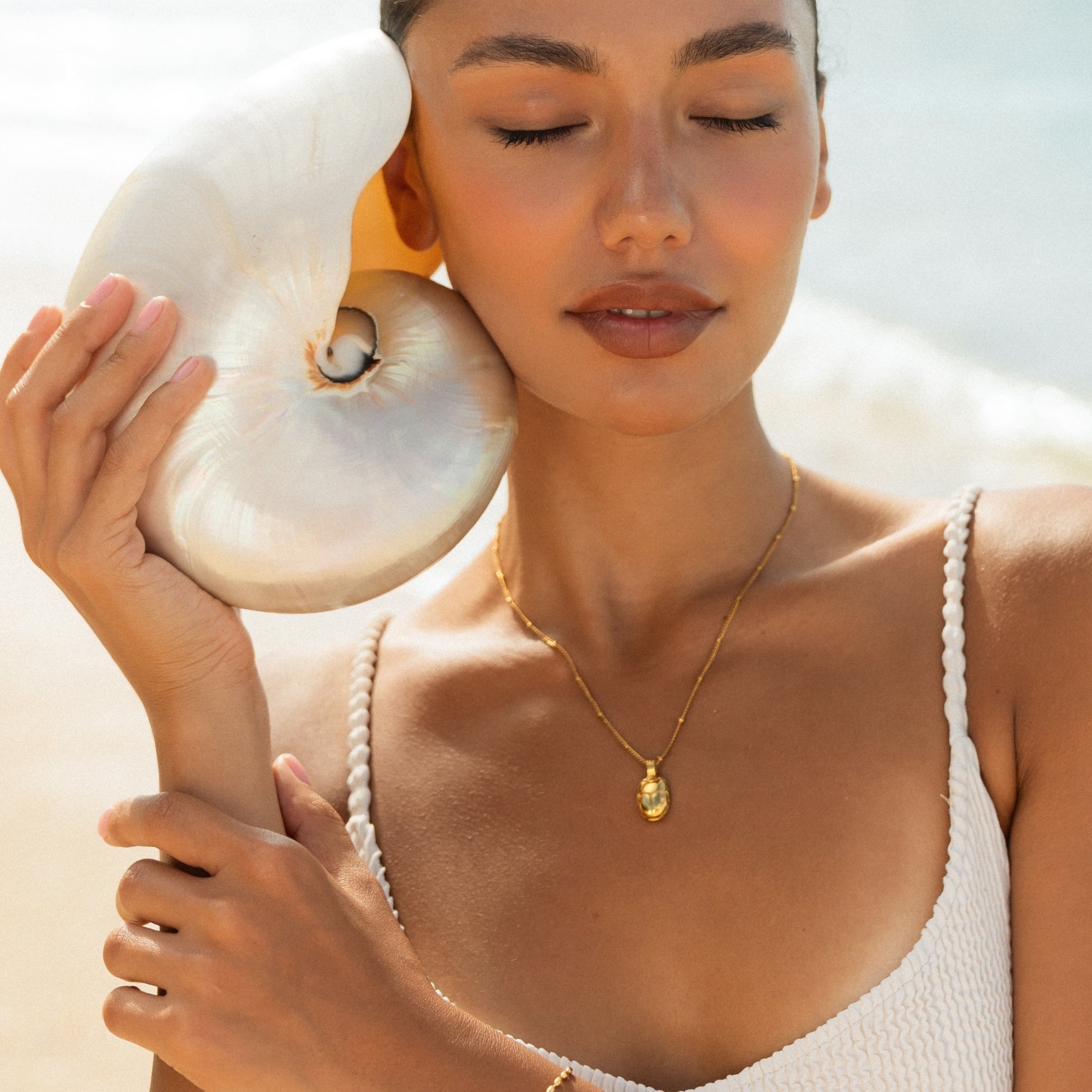 Scarab Gold Pendant Necklace