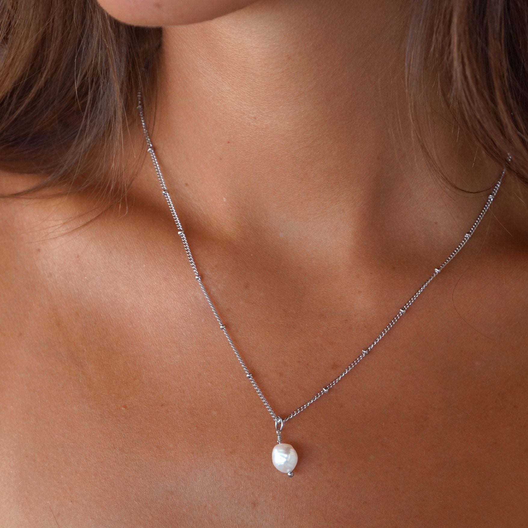 Silver Pearl Necklace