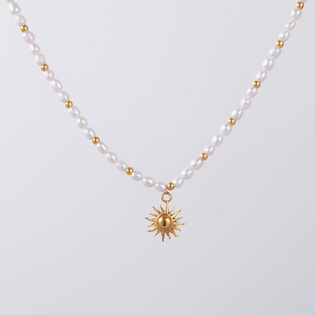 Freshwater Pearl and Sun Necklace