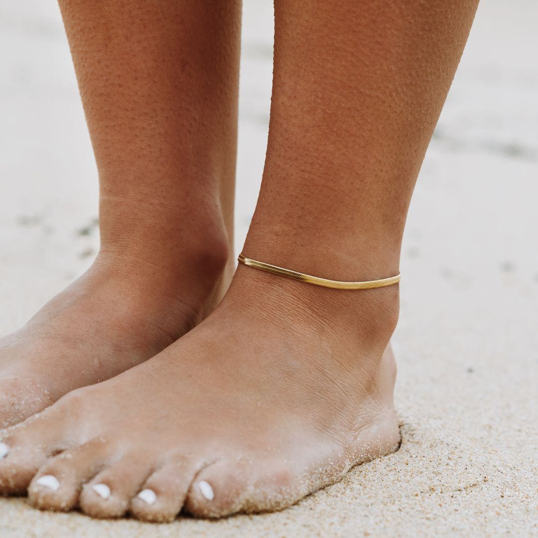 Gold Herringbone Anklet